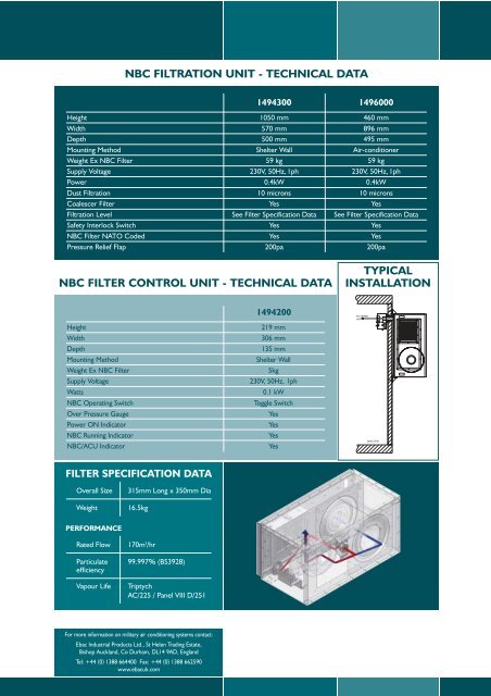 18991 NBC filtration data sheet - Ebac Industrial Products Limited