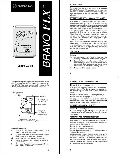 Numeric Bravo LX Pager Instructions