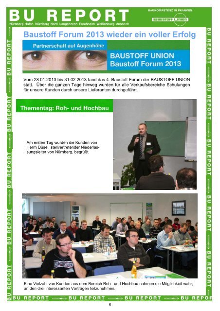 Baustoff Forum 2013 wieder ein voller Erfolg - bei der BAUSTOFF UNION