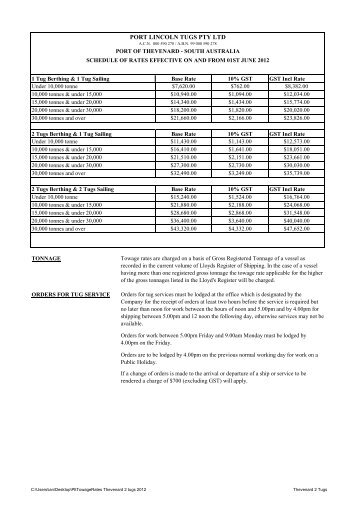 Schedule of Rates - Inchcape Shipping Services