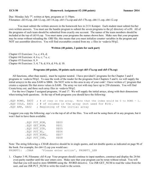 ECS 50 Homework Assignment #2 - CS-CSIF