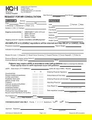 MRI requisition and screening form - Kingston General Hospital