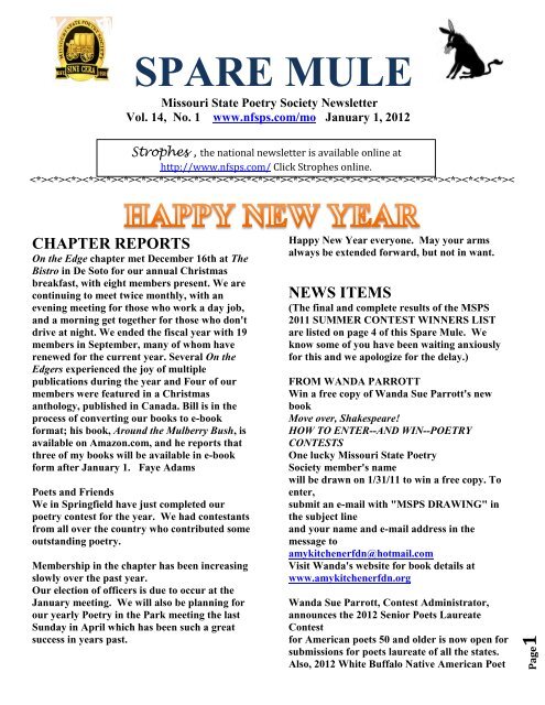 January, 2012 Edition - National Federation of State Poetry Societies