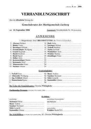 4. Sitzung vom 14. September 2006 - .PDF - Lasberg