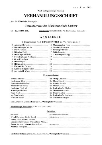 1. Gemeinderatssitzung vom 22. März 2012 (615 KB) - .PDF - Lasberg