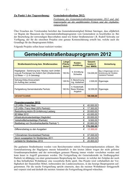 1. Gemeinderatssitzung vom 22. März 2012 (615 KB) - .PDF - Lasberg