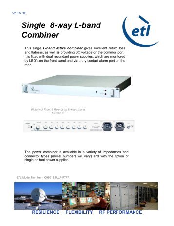Single 8-way L-band Combiner - ETL Systems