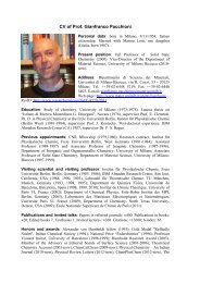 CV of Prof. Gianfranco Pacchioni - Scienza dei Materiali