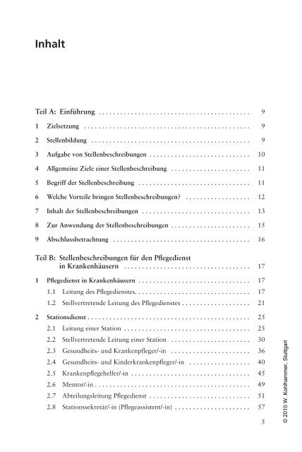 Stellenbeschreibungen fÃƒÂ¼r den Pflegedienst - Buecher.de