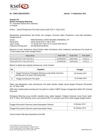 Jadwal Pelaksanaan Pembayaran Bunga atas Sukuk Ijarah... - KSEI