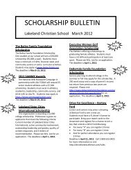 SCHOLARSHIP BULLETIN - Lakeland Christian School