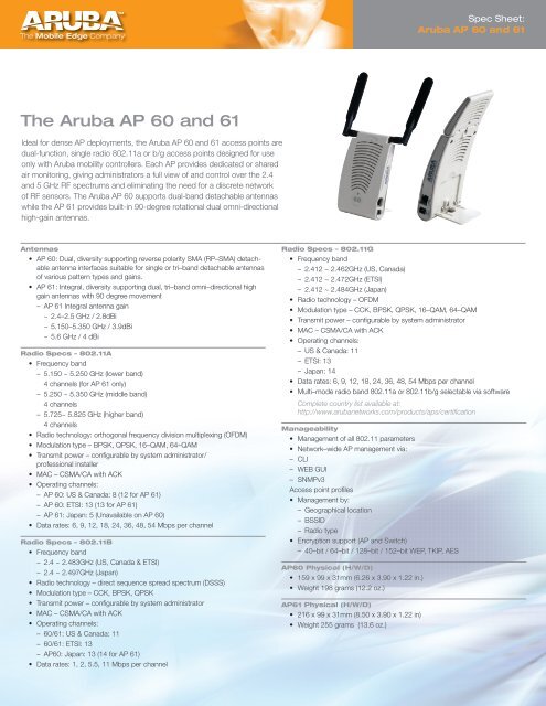 The Aruba Ap 60 And 61 Wit