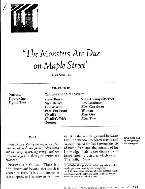 The Monsters Are Due on Maple Street