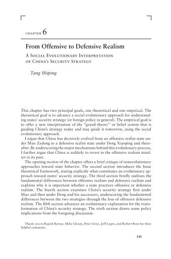 From Offensive to Defensive Realism