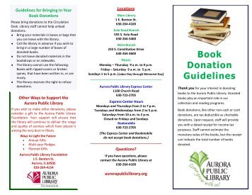 Book Donation Guidelines - Aurora Public Library