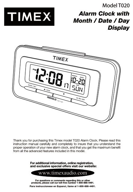 Alarm Clock with Month / Date / Day Display - TIMEX Audio