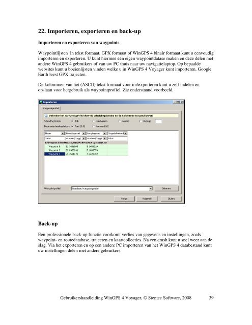 WinGPS 4 Voyager Gebruikershandleiding - Stentec