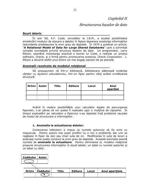 Capitolul II Structurarea bazelor de date