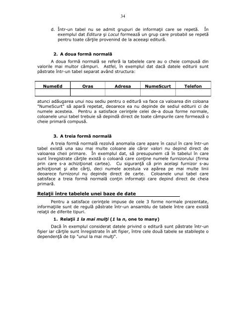 Capitolul II Structurarea bazelor de date