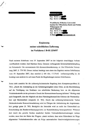 Schriftsatz für das Land Schleswig-Holstein vom 17.10.2007