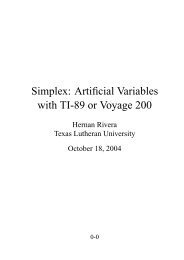 Simplex: Artificial Variables with TI-89 or Voyage 200