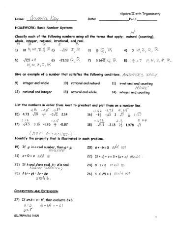 Name Answer Key Date Mixed Review Real Number Hw 1 Worksheet Answer Key