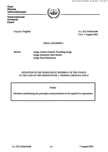 Decision establishing the principles and procedures to be ... - ICC