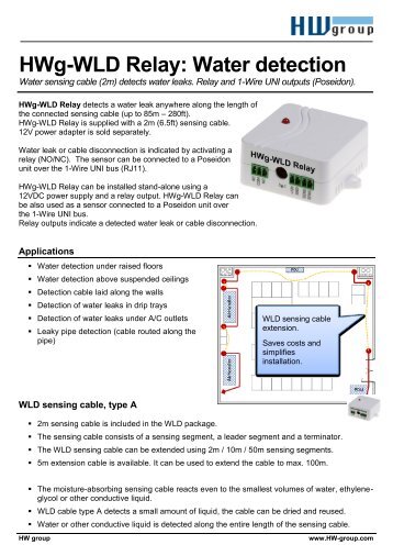 HWg-WLD Relay: Water detection - HW group