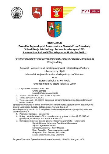 PROPOZYCJE - Lubelski Związek Jeździecki