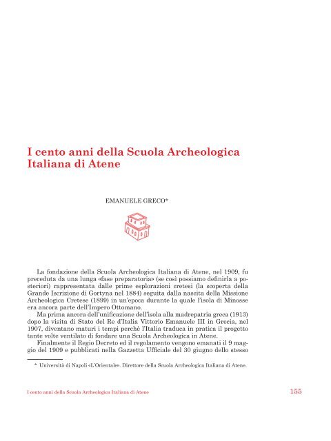 I cento anni della Scuola Archeologica Italiana di Atene - OPAR L ...