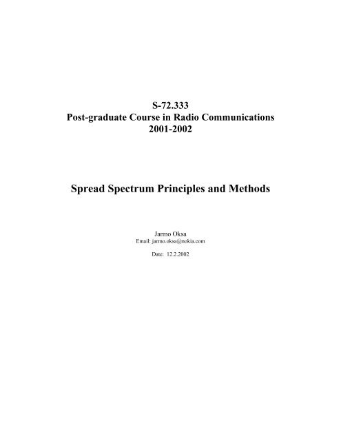 Spread Spectrum Principles and Methods
