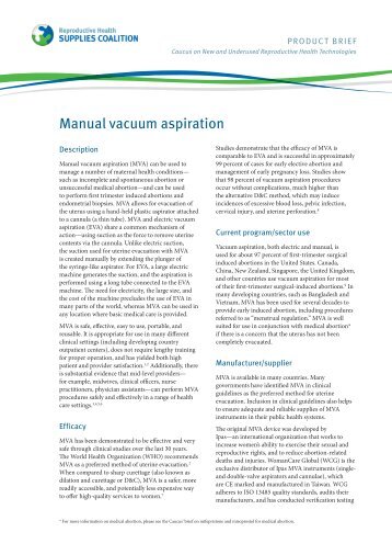 Manual vacuum aspiration - Reproductive Health Supplies Coalition