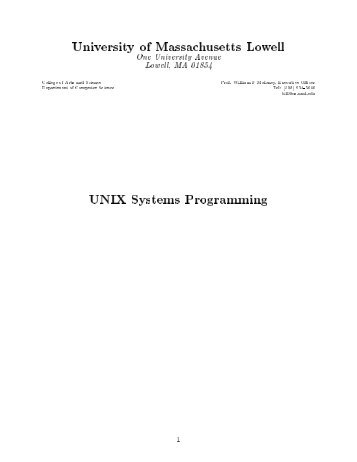 University of Massachusetts Lowell UNIX Systems Programming