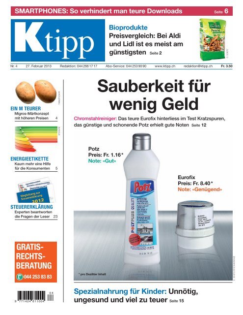 Sauberkeit fÃ¼r wenig Geld - K-Tipp