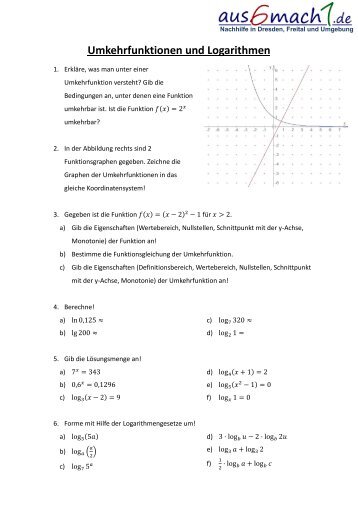 Aufgaben zu Umkehrfunktionen und Logarithmen ... - aus6mach1