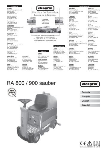 RA 800 / 900 sauber - Cleanfix AG