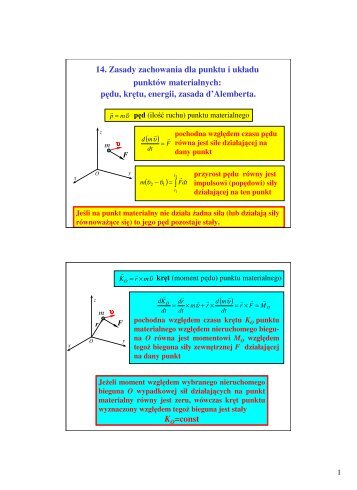 14. Zasady zachowania dla punktu i ukÅadu punktÃ³w materialnych ...