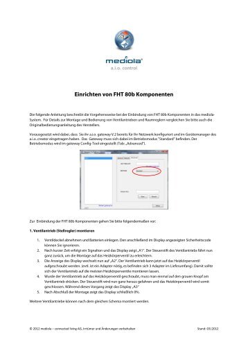 Einrichten von FHT 80b Komponenten - Mediola