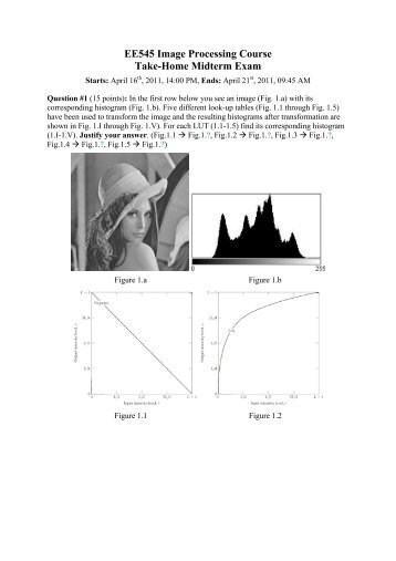 EE545 Image Processing Course Take-Home Midterm Exam