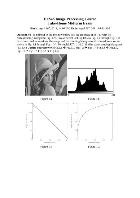 EE545 Image Processing Course Take-Home Midterm Exam