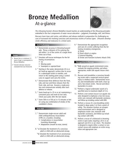 Bronze Medallion - Lifesaving Society