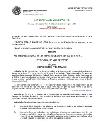LEY GENERAL DE VIDA SILVESTRE - Gobierno de Aguascalientes