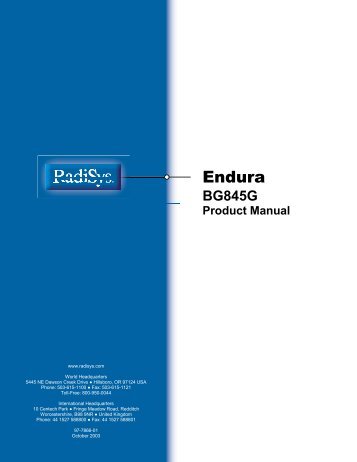 Endura BG845G Product Manual - Radisys