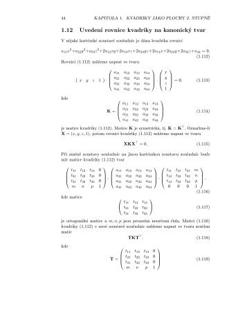 1.12 UvedenÃ­ rovnice kvadriky na kanonickÃ½ tvar