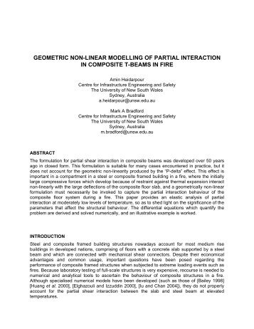 geometric non-linear modelling of partial interaction in composite t ...