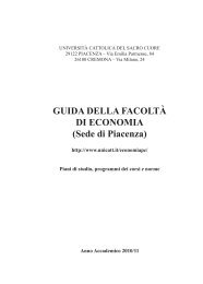 FacoltÃ  di Economia, a.a. 2010/11 - Sede di Piacenza - UniversitÃ  ...