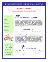 principal's coffee patch elementary school stallion news spelling bee