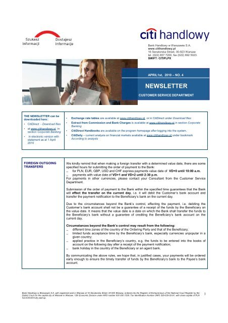 NEWSLETTER - Citibank Handlowy