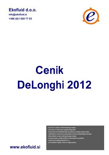 Cenik DeLonghi 2012 - Ekofluid