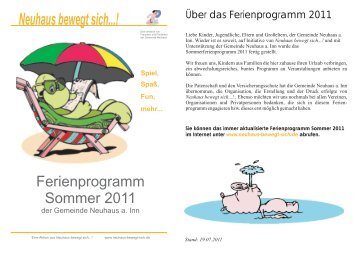 Ferienprogrammm 2011 Bitte beachten - Neuhaus bewegt sich...